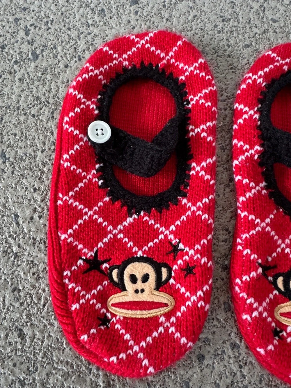 Vintage Y2K Paul Frank red embroidered logo knit Maryjane slipper socks small